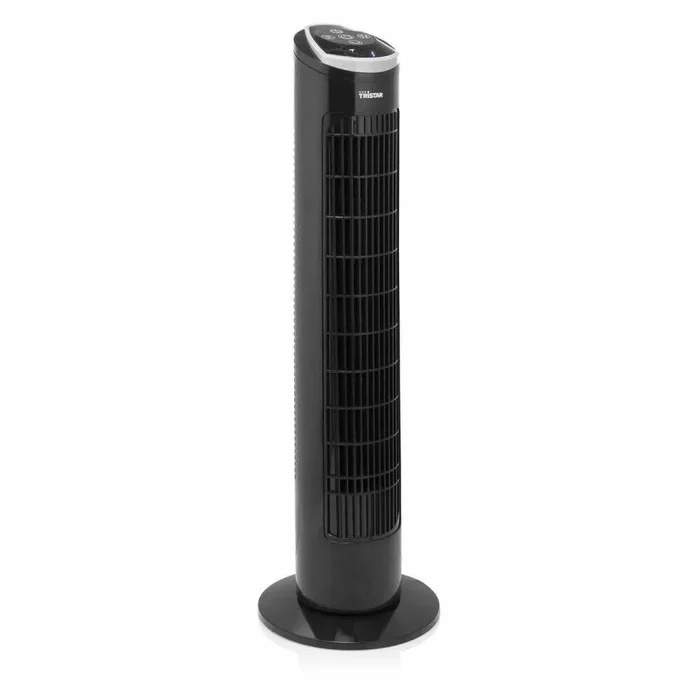 Tristar VE-5865 Ventilador de torre oscilante 85° con temporizador (1-12 horas) y 76 cm de alto, 3 ajustes de velocidad, asa integrada, mando a distancia, 59.21 dB, 40 W