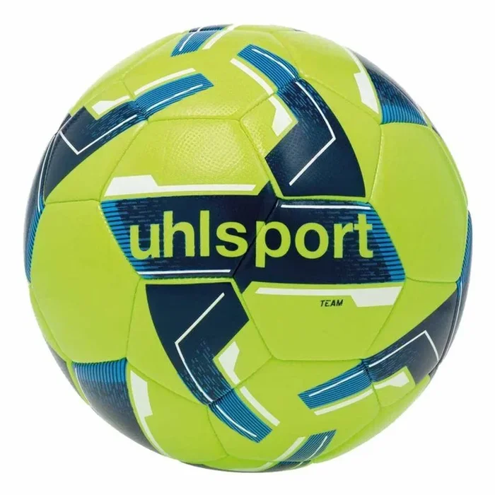 uhlsport Team Mini (4×1 Colour) Balón, Unisex Adulto, Amarillo Fluor/Azul Marin (Multicolor), Talla Única