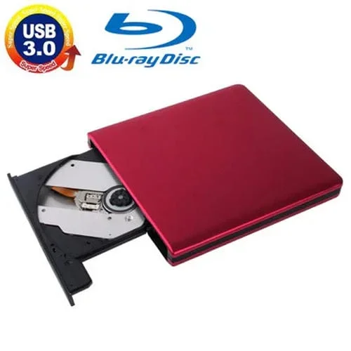 Unidad Blu-Ray Regrabable DVD/CD Portátil Aleación Aluminio USB 3.0 para Odd/HDd Sata 12,7mm (Rojo) Plug And Play