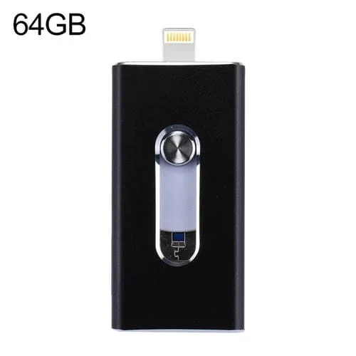 Unidad Flash 3 en 1 Rqw-02 USB 2.0 8 Pin Micro USB 64Gb (Negro)
