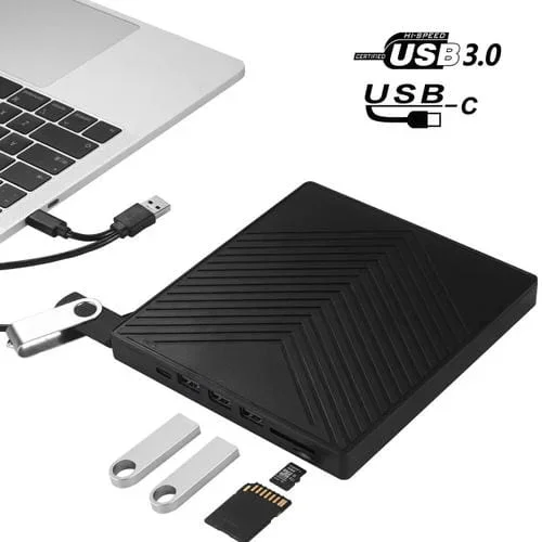 Unidad Óptica USB Externo 3.0 6-En-1 CD y Grabadora de DVD