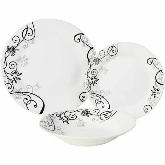 Vajilla de porcelana blanco barroco 18 piezas
