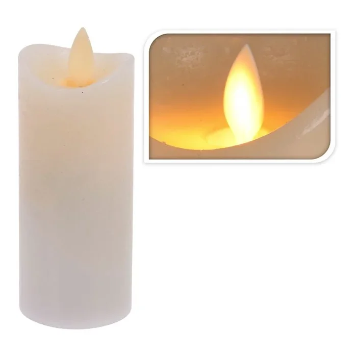 Vela led efecto fuego real ø7,5x12cm color blanco luz blanco cálido