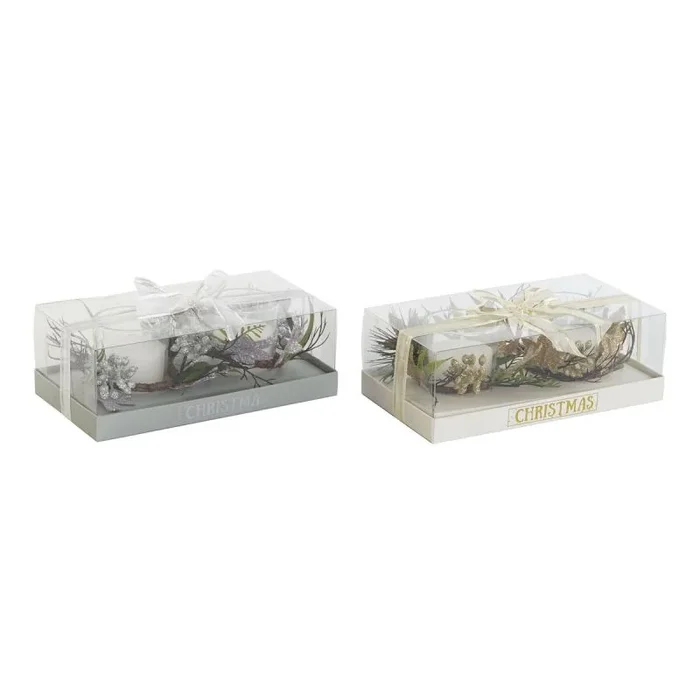 Velas dkd home decor dorado plateado navidad 10 x 10 x 7 cm (2 unidades)