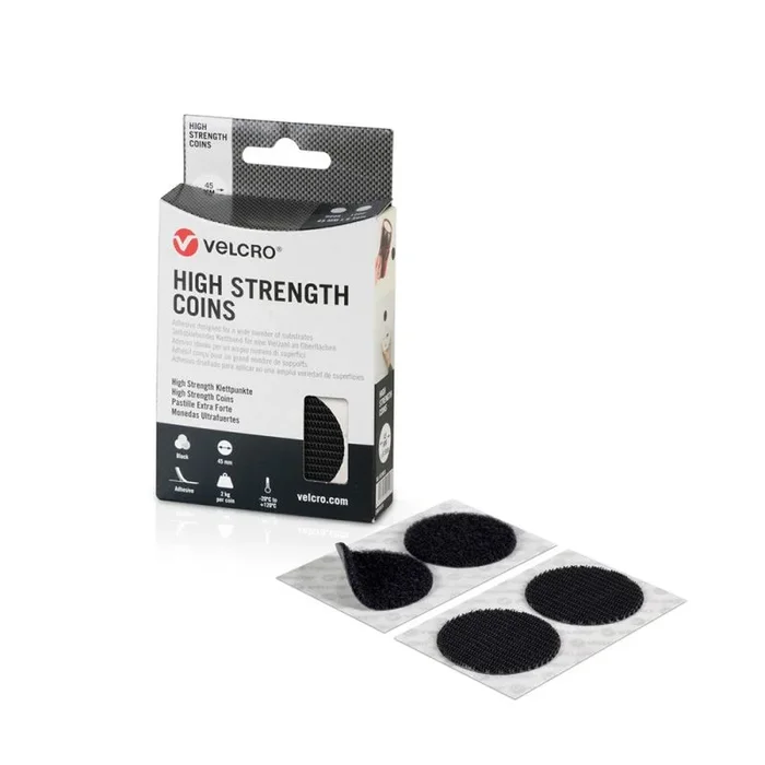 Velcro High Strength – Cinta de velcro (45 mm de diámetro, 6 unidades), color negro