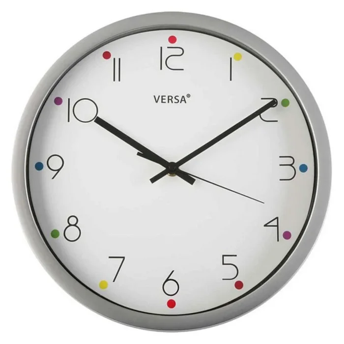 Versa 20550087 Reloj de pared Cocina Puntos,Ø30,5 diámetro,Multicolor y Plateado
