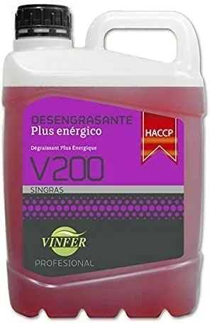 Vinfer limpiador desengrasante v200 plus enérgico planchas garrafa 5l rojo