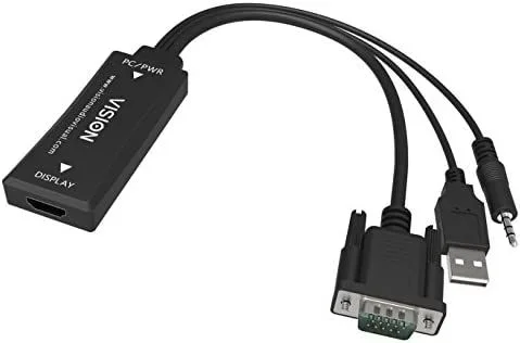 Vision TC2-VGAHDMI2 adaptador de cable de vídeo Negro