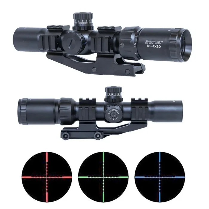 Visor Táctico Zasdar 1,5-4×30 Mm. Ret.Mildot RGB Iluminada