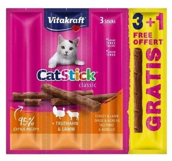 Vitakraft cat stick mini indyk/jagnie 3+1szt