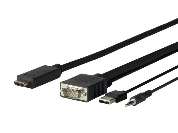Vivolink PROVGAHDMI3 adaptador de cable de vídeo 3 m HDMI VGA (D-Sub) + 3.5mm + USB Type-A Negro