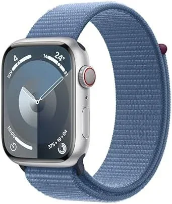 Watch series 9 gps + cellular 45mm silver aluminium case with winter blue sport loop