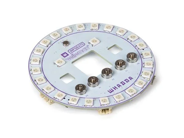 Whadda Escudo de anillo LED RGB para Micro: Bit®, 26 LED, micrófono, timbre, programación fácil