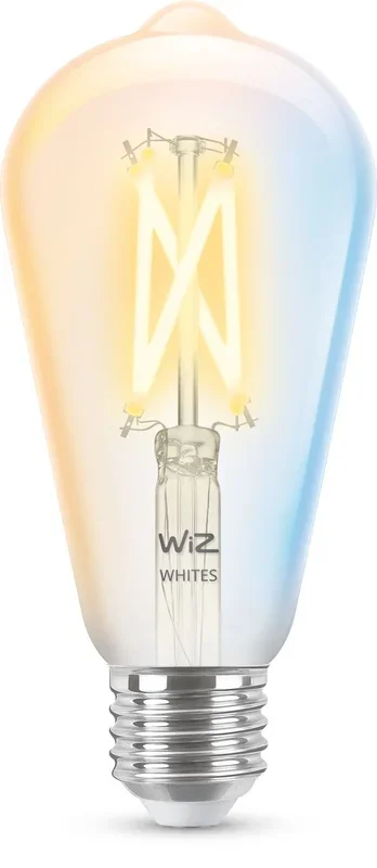 WiZ – Bombilla inteligente Filamento LED Wi-Fi, 6,7w(Eq. 60w) E27 ST64, Luz Blanca Cálida a Fría Regulable, con tecnología SpaceSense y compatible con Alexa y Google Home