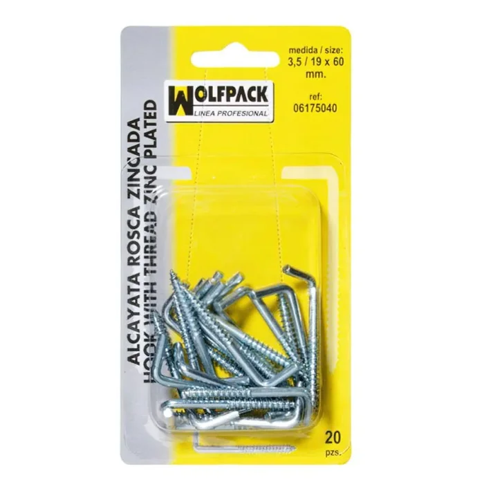 WOLFPACK LINEA PROFESIONAL – Alcayatas Rosca Zincada 2,1 / 14×25 mm. (Blister 50 Piezas)