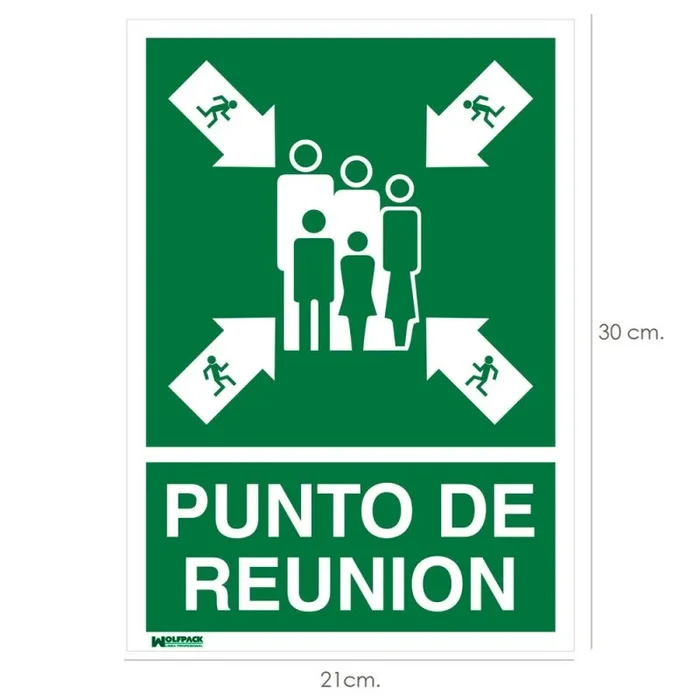 WOLFPACK LINEA PROFESIONAL – Cartel Informativo Punto De Reunion 30×21 cm.