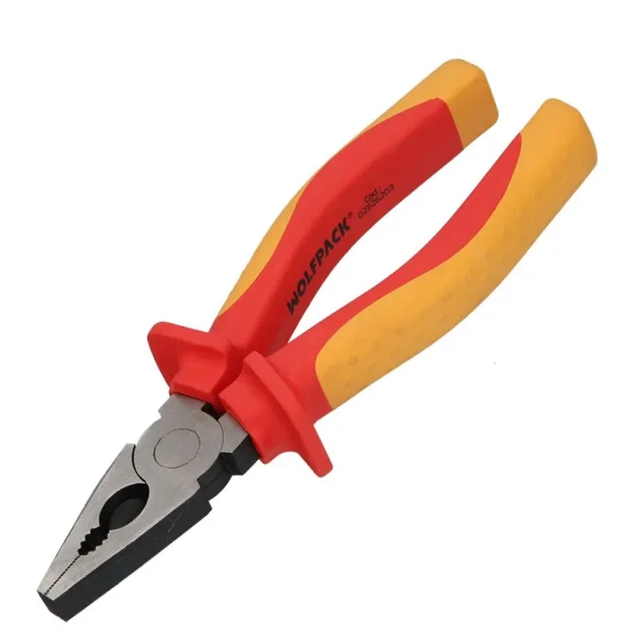 WOLFPACK LINEA PROFESIONAL Alicates Universales 150 mm. Mangos Aislados Acero Cromo Vanadio Pelacables, Corta Cables, Pelador Cables