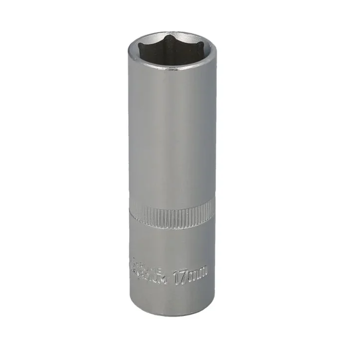 WOLFPACK LINEA PROFESIONAL Llave Vaso 1/2″ Hexagonal Larga 17 mm. Perfil de 6 caras. Acero Cromo Vanadio, Aristas Redondas