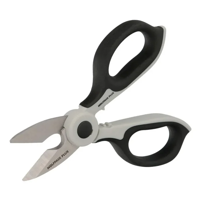 WOLFPACK LINEA PROFESIONAL Tijeras Electricista 155 mm. Mango TPR Plus No tension. Hojas Acero Inoxidable, Ergonomicas, Tijeras Cortar Cable, Pelacables
