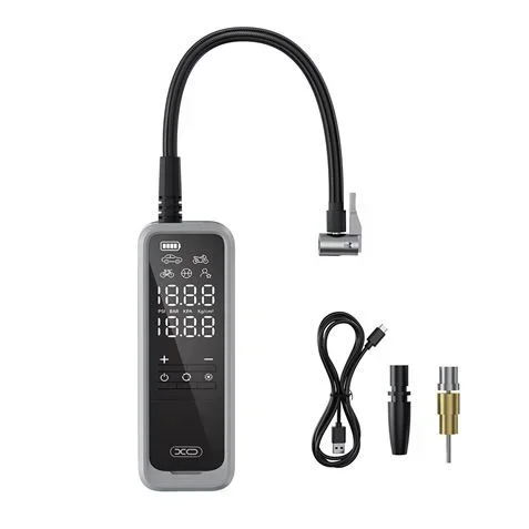 Xo cz018 inflador de aire portatil – pantalla lcd – 3 bocas – powerbank 5000mah – linterna