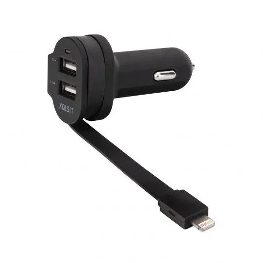 Xqisit 20426 cargador de dispositivo móvil Smartphone, Tableta Negro Encendedor de cigarrillos, USB Auto