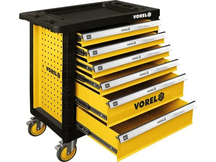 Yato 58539-6 drawers roller cabinet, Color: Negro y Amarillo