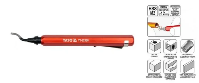 Yato, modelo YT-22360, Herramienta de desbarbado, ideal para tubos de cobre, acero inoxidable, PVC, con alta precisión y eficiencia, herramienta profesional.