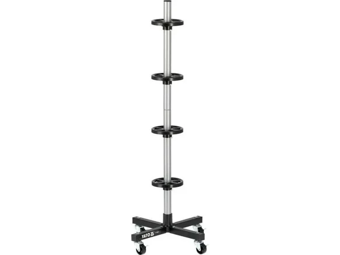 YATO, modelo YT-55691, Soporte móvil para ruedas, ideal para almacenar y organizar llantas de manera eficiente, diseño robusto y fácil de mover, herramienta profesional para talleres