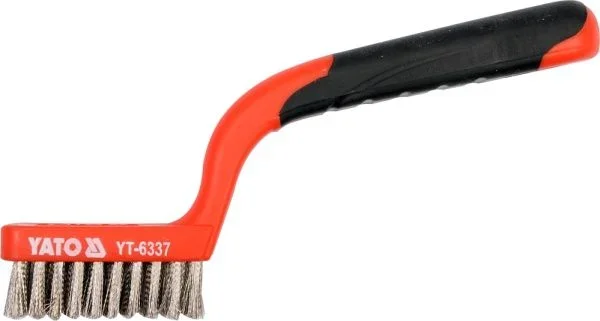 YATO, modelo YT-6337, Cepillo de Alambre, ideal para limpieza y desbarbado, herramienta profesional de alta calidad y resistencia.