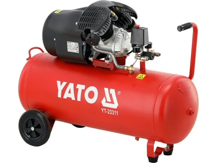 Yato YT-23311, Compresor oleoso de 100L, ideal para trabajos industriales de alta demanda, proporciona aire comprimido eficiente y duradero.