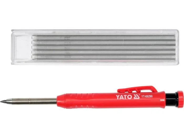 YATO YT-69290 – Lápiz de carpintería automático con 6 minas, agujero profundo