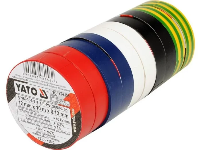 Yato YT-8156 cinta adhesiva Apto para uso en interior 10 m Cloruro de polivinilo (PVC) Surtido