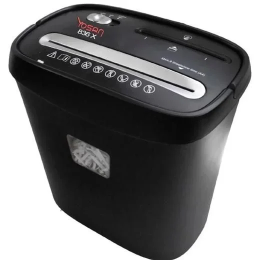 Yosan destructora de papel 836x partículas 4×38 mm hasta 8 hojas negro