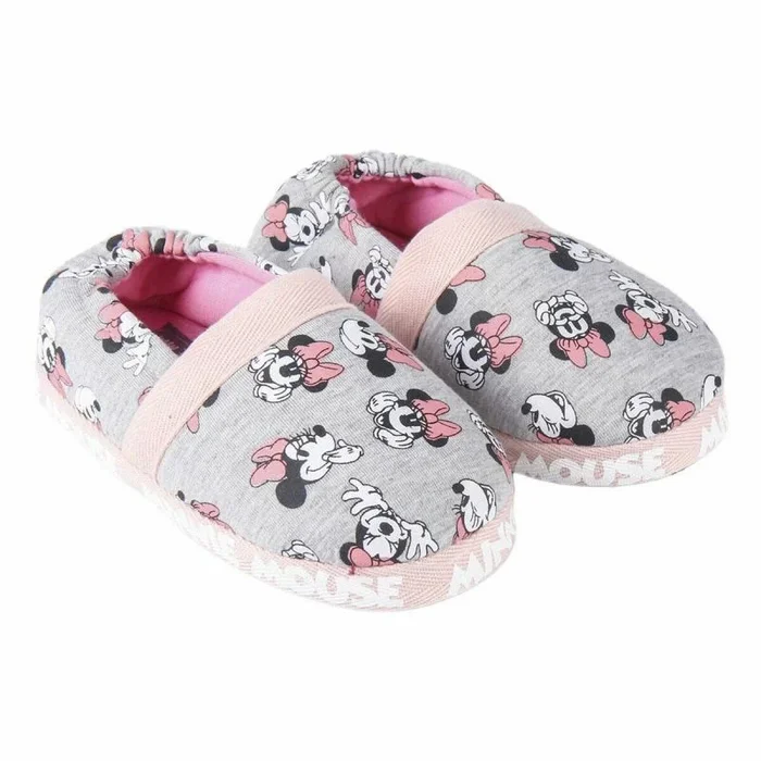 Zapatillas de Andar por Casa de Minnie Mouse – Color Rosa y Gris – Talla 32-33 – Zapatillas Infantiles Tipo Francesita de Poliéster y Suela TPR – Producto Original Diseñado en España
