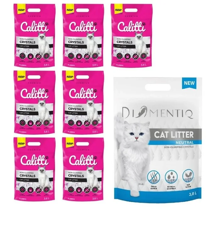 Zestaw 7x żwirek calitti crystal + diamentiq 1szt
